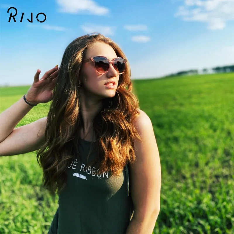 Фото Солнечные очки RIJO в металлической оправе UV400 женские зеркальные - купить