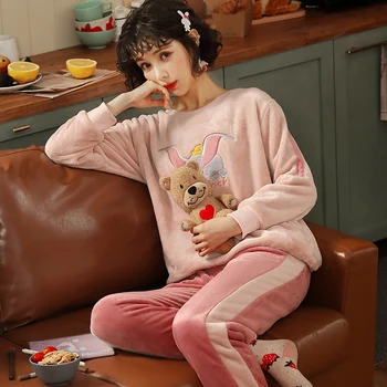 Pajama Women Thick Flannel Warm Female Winter Pajama Set Long Sleeve Full Trousers Two Piece Pajamas Animal Cartoon
Pajama Women Thick Flannel Warm Female Winter Pajama Set Long Sleeve Full Trousers Two Piece Pajamas Animal Cartoon