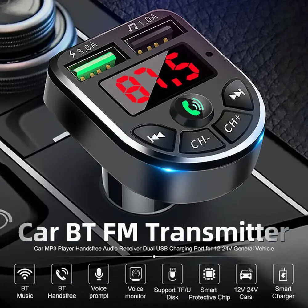 CIBO New Transmitter Car Bluetooth 5.0 FM Radio Modulator Car Kit 3.1A USB Car Charger Handsfree Wireless Aux Audio MP3 Player
CIBO New Transmitter Car Bluetooth 5.0 FM Radio Modulator Car Kit 3.1A USB Car Charger Handsfree Wireless Aux Audio MP3 Player