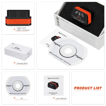 Vgate iCar2 ELM 327 obd2 Bluetooth WIFI scanner ELM327 V2.1 WIFI for IOS/Android OBD2 auto diagnostic scanner Better than V1.5
Vgate iCar2 ELM 327 obd2 Bluetooth WIFI scanner ELM327 V2.1 WIFI for IOS/Android OBD2 auto diagnostic scanner Better than V1.5