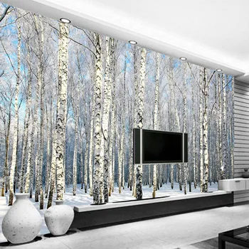 Custom 3D Photo Wallpaper Autumn White Birch Forest Living Room Bedroom 3D Large Wall Mural Wallpaper Modern Painting Home Decor