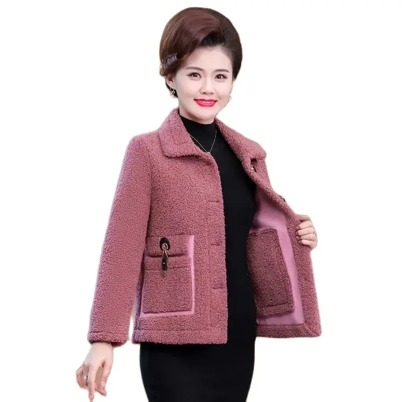 New 2021 Mothers Autumn Winter Imitate Lamb Velvet Skin Hair One Body Ladies Jacket Granule Velvet Keep warm Women's Coats
New 2021 Mothers Autumn Winter Imitate Lamb Velvet Skin Hair One Body Ladies Jacket Granule Velvet Keep warm Women's Coats