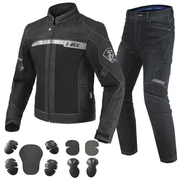 SSPEC Black Blue Motorcycle Jacket Pants Men's Motocross Jacket Breathable Denim Mesh Racing Riding Jacket With Protection Gear 
SSPEC Black Blue Motorcycle Jacket Pants Men's Motocross Jacket Breathable Denim Mesh Racing Riding Jacket With Protection Gear