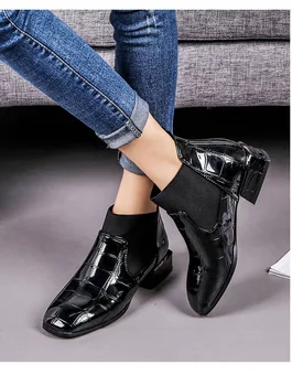 new high top single shoes patent leather Large size women's boots square root women's shoes pattern lace up 
new high top single shoes patent leather Large size women's boots square root women's shoes pattern lace up