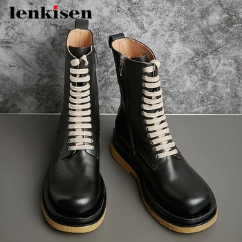 Lenkisen 2020 motorcycle boots natural leather mixed colors thick med heel round toe zipper young lady cozy mid-calf boots Lbf8
Lenkisen 2020 motorcycle boots natural leather mixed colors thick med heel round toe zipper young lady cozy mid-calf boots Lbf8