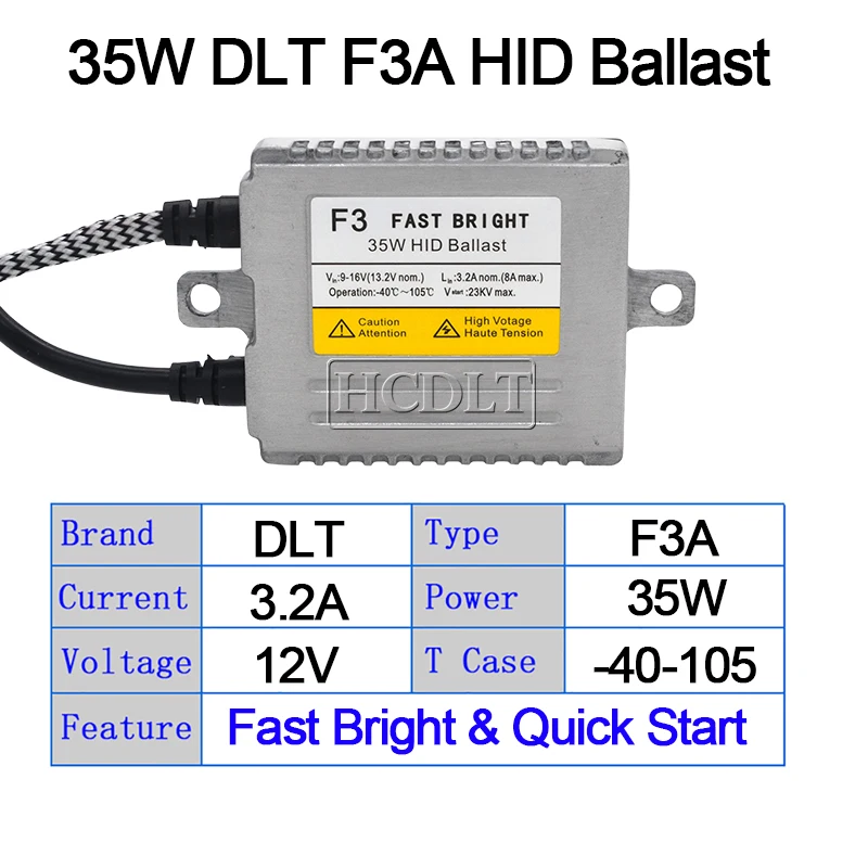 HIDLT Original Cnlight D2H HID Bulb Kit Xenon H1 H3 H11 9005 9006 H7 4300K 5000K 6000K Lamp Bulb AC 35W DLT F3 HID Ballast Kit (2)