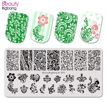 

Beautybigbang Nail Stamping Plates Flower Figure Grass Blade Image 6*12cm Stainless Steel Nail Art Polish Stamping Plate XL-075