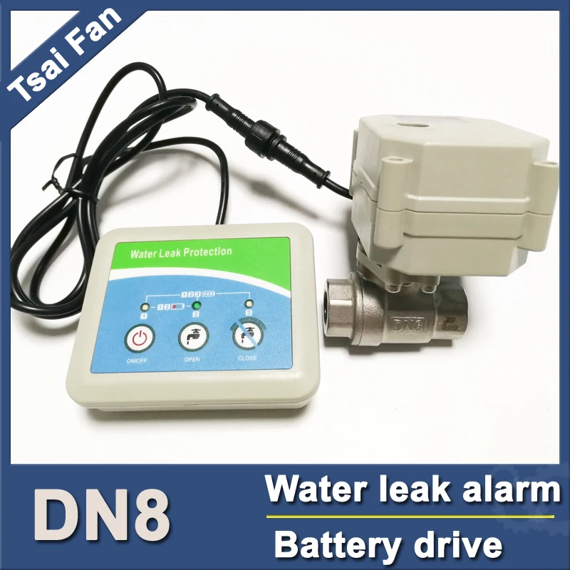 Water leak protector with SS304 DN8 electric valve, drive by battery for 2 years,intellegent water leak alarm DC3V
Water leak protector with SS304 DN8 electric valve, drive by battery for 2 years,intellegent water leak alarm DC3V