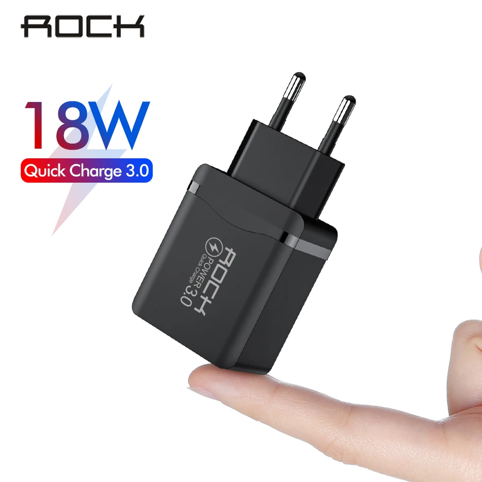 

ROCK Quick Charge 3.0 USB Charger 18W QC 3.0 Super Fast Charging Wall Mobile Phone Charger For iPhone Samsung Xiaomi Adapter