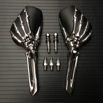 

Chrome Black Zinc alloy Skull Skeleton Mirrors For Harley Dyna Softail Sportster Touring