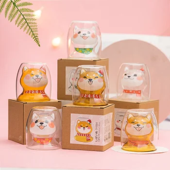 2 Pcs/lot 201-300ml very cute animal dog print home morning water glass double layer heat proof office coffe glass cups GLA-81 
2 Pcs/lot 201-300ml very cute animal dog print home morning water glass double layer heat proof office coffe glass cups GLA-81