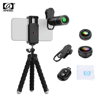 APEXEL APL-JS16XBZJ5 Multifunction 4in1 Phone Lens Kit 16X Optical Telescope Telephoto Lens 0.63X Wide Angle Lens 15X Macro Lens
APEXEL APL-JS16XBZJ5 Multifunction 4in1 Phone Lens Kit 16X Optical Telescope Telephoto Lens 0.63X Wide Angle Lens 15X Macro Lens