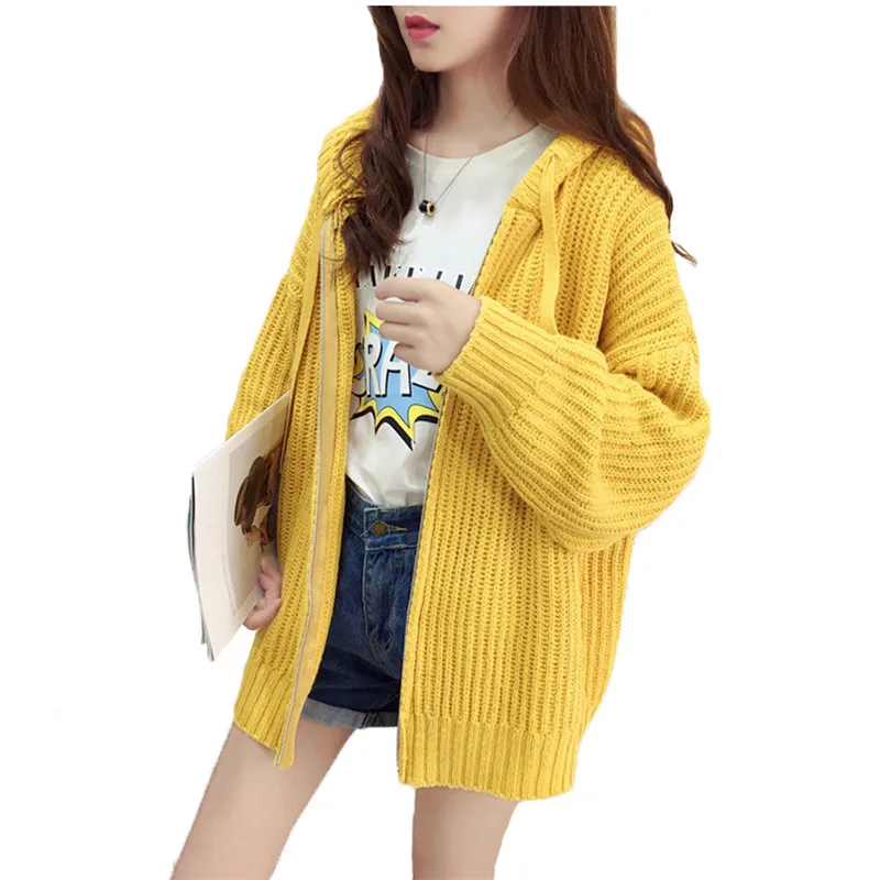 Women's autumn and winter sweater Europe America 019 new loose fashion yellow temperament hooded knitted cardigan feminina JD545
Women's autumn and winter sweater Europe America 019 new loose fashion yellow temperament hooded knitted cardigan feminina JD545