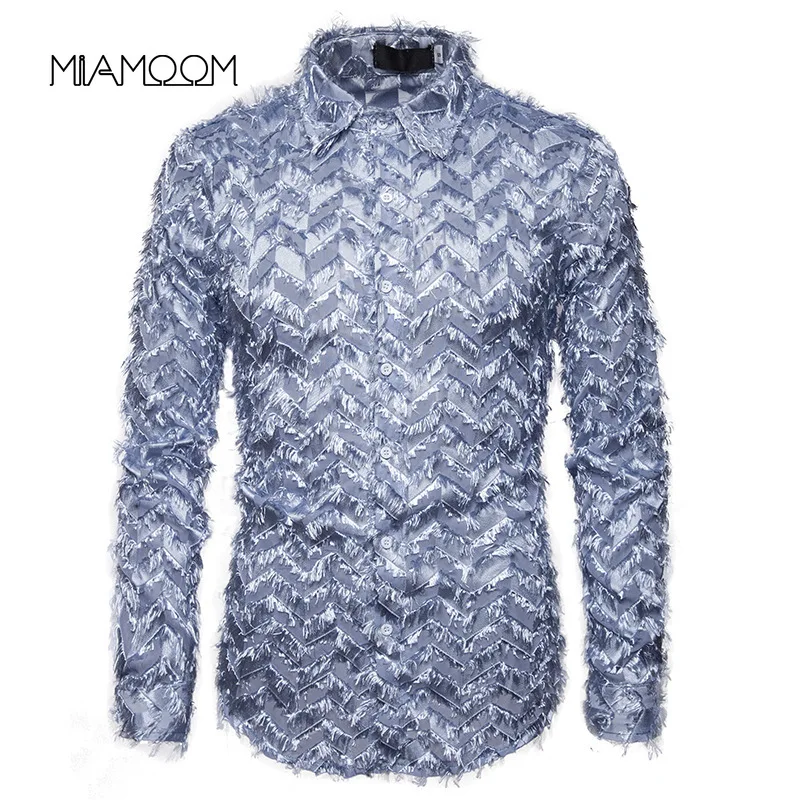MIAMOOM Men's Shirt Handmad3D Feather Fabric Features Henry Collar Long-sleeve Shirt
MIAMOOM Men's Shirt Handmad3D Feather Fabric Features Henry Collar Long-sleeve Shirt