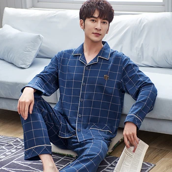 2PCS Pajamas Men Cotton Long-sleeved Suit Plaid Large Size Loose Autumn and Winter Sleepwear Sleep&Lounge men pyjamas Set Casual
2PCS Pajamas Men Cotton Long-sleeved Suit Plaid Large Size Loose Autumn and Winter Sleepwear Sleep&Lounge men pyjamas Set Casual