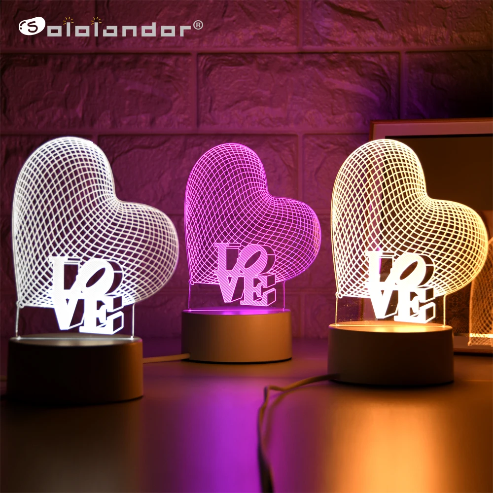 Single Heart 3D Lamp Creative 3 Colors Night Lights Novelty Illusion Night Lamp Illusion Table Lamp For Home Decorative Light
Single Heart 3D Lamp Creative 3 Colors Night Lights Novelty Illusion Night Lamp Illusion Table Lamp For Home Decorative Light