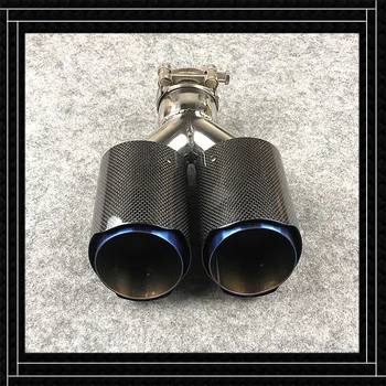 Real Carbon fiber Exhaust pipe Tip Crimping Universal Blue Stainless steel Trim Fit for all Cars Exhaust pipes One piece
Real Carbon fiber Exhaust pipe Tip Crimping Universal Blue Stainless steel Trim Fit for all Cars Exhaust pipes One piece