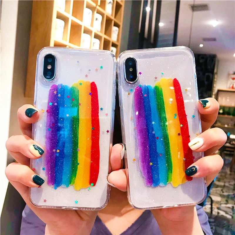 Cute Rainbow Star Clear Transparent Glitter Shining Case For iPhone X XR XS Max Silicone Cover Thin Soft TPU Glossy Phone Cases
Cute Rainbow Star Clear Transparent Glitter Shining Case For iPhone X XR XS Max Silicone Cover Thin Soft TPU Glossy Phone Cases