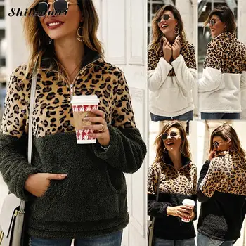 Fashion Causal Hoodie Patchwork Leopard Sweatshirt Women Long Sleeve Autumn Winter Warm Plush Pullover Hoodies Zipper Turtleneck
Fashion Causal Hoodie Patchwork Leopard Sweatshirt Women Long Sleeve Autumn Winter Warm Plush Pullover Hoodies Zipper Turtleneck