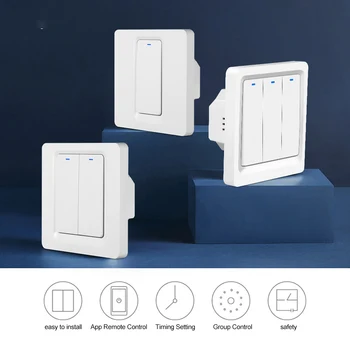 Wifi Smart Switch EU 1/2/3 Gang Push Button Smart Light Switch Work with Alexa and Google Assistant ,Needs Neutral Wire
Wifi Smart Switch EU 1/2/3 Gang Push Button Smart Light Switch Work with Alexa and Google Assistant ,Needs Neutral Wire