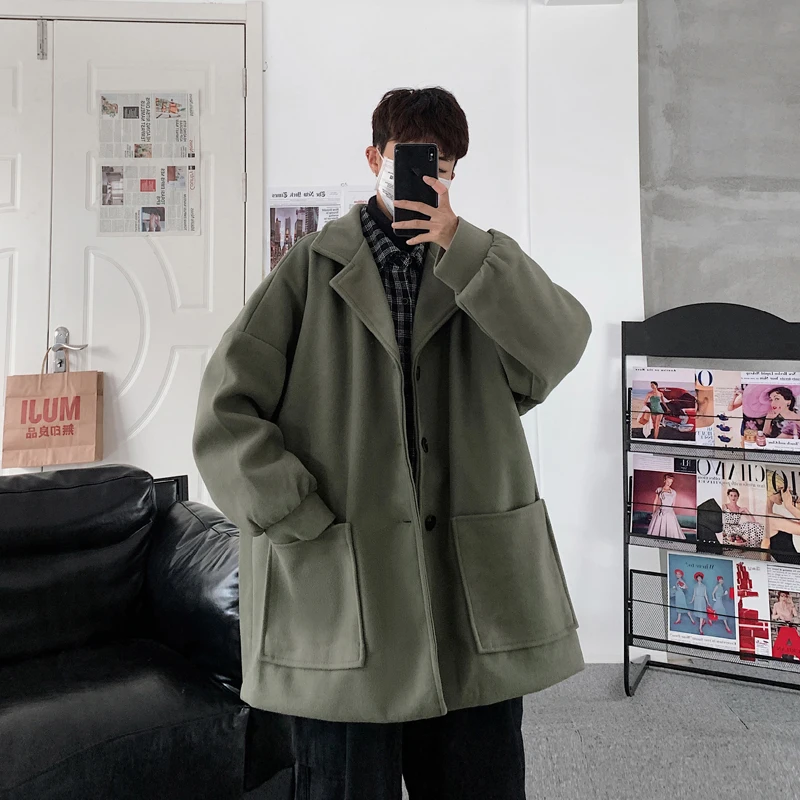 M-XXL Men's Mid-Length Single Breasted Wool Blend Top Coat Big Pockets Long Sleeve Winter Trench Coat Men Oversied Clothing
M-XXL Men's Mid-Length Single Breasted Wool Blend Top Coat Big Pockets Long Sleeve Winter Trench Coat Men Oversied Clothing