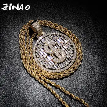 JINAO NEW Ice Disc dollar Necklace & Pendant With 4mmTennis Chain AAA Cubic Zircon men and women Hip hop Jewelry
JINAO NEW Ice Disc dollar Necklace & Pendant With 4mmTennis Chain AAA Cubic Zircon men and women Hip hop Jewelry