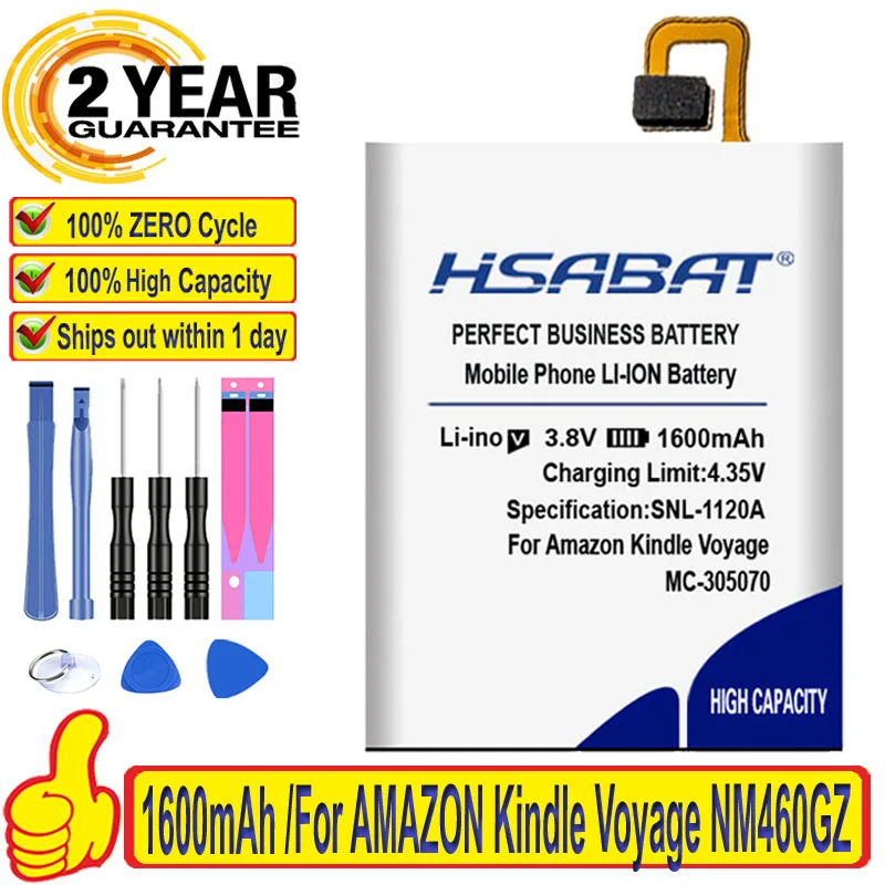 Аккумулятор HSABAT 100% мА · ч 1600 для AMAZON Kindle Voyage NM460GZ 58-MC-305070 000056 MC-305070 S13-R2 58-S13-R2-A |