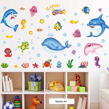 96*90CM Wall Sticker Cartoon Ocean Fish Picture Paintings for Living Room Bedroom Toilet Nursery Kids Room Animal Stickers Art
96*90CM Wall Sticker Cartoon Ocean Fish Picture Paintings for Living Room Bedroom Toilet Nursery Kids Room Animal Stickers Art