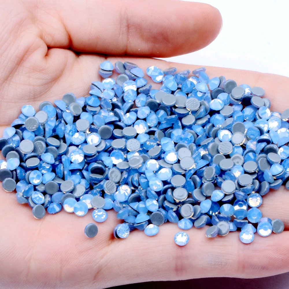 

ss3-ss30 Blue Opal Crystal Nail Art hotfix Rhinestone decorations 3D Flatback Glass Hot Fix Rhinestones for Garment