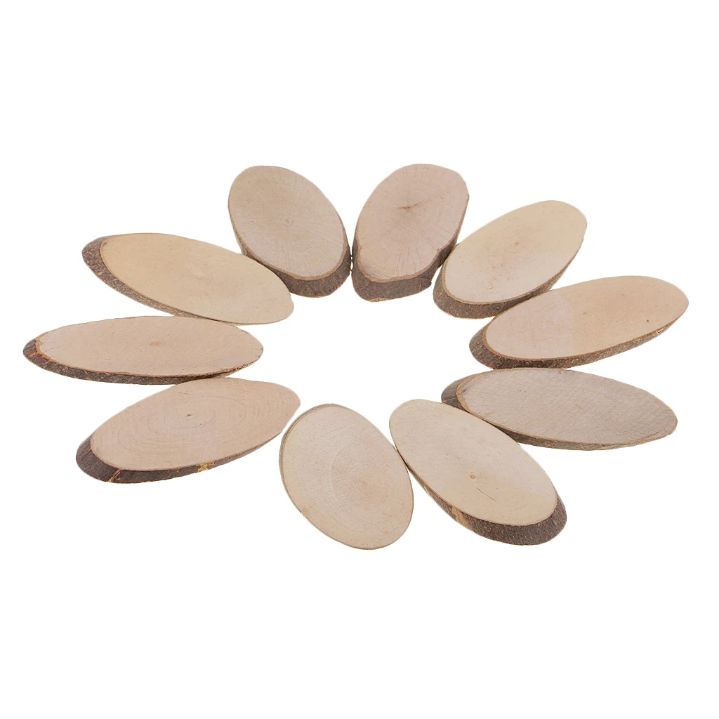 

10pcs Wood Wooden Circles Tree Slices Oval For Christmas Wedding DIY Crafts