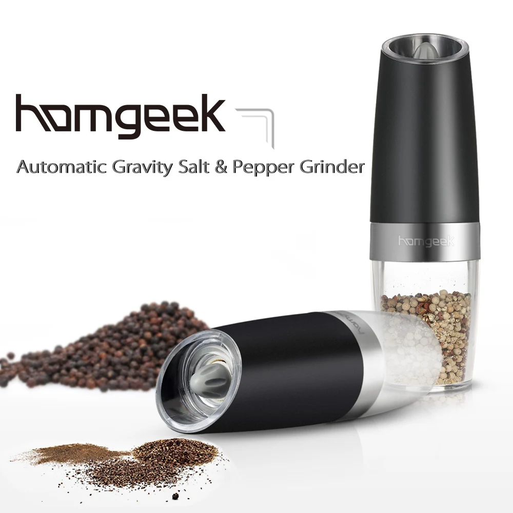 Homgeek Salt Pepper Mills Portable Automatic Electric Gravity Pepper Grinder Electric Pepper Grinder Kitchen Cooking BBQ Tools
Homgeek Salt Pepper Mills Portable Automatic Electric Gravity Pepper Grinder Electric Pepper Grinder Kitchen Cooking BBQ Tools