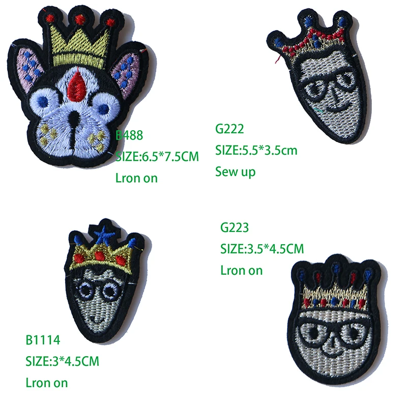 Cartoon Decorative Crowned dog, boy, man icon Embroidered Applique Patches For DIY Iron on Badges Stickers on backpack,clothes
Cartoon Decorative Crowned dog, boy, man icon Embroidered Applique Patches For DIY Iron on Badges Stickers on backpack,clothes