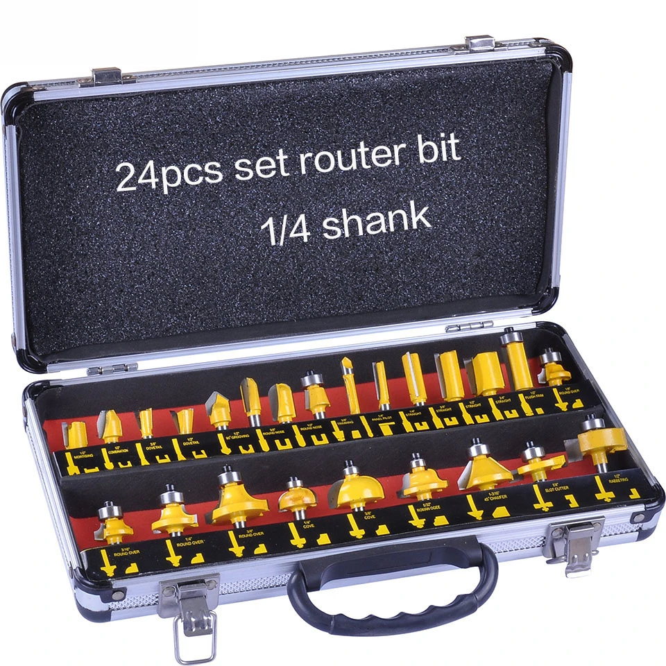 24PCS 1/4"(6.35mm) Shank Carbide Router Bit Set Wood Woodworking Cutter Trimming Knife Forming Milling
24PCS 1/4"(6.35mm) Shank Carbide Router Bit Set Wood Woodworking Cutter Trimming Knife Forming Milling