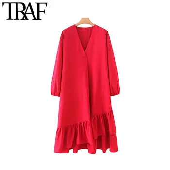 TRAF Women Vintage Elegant Office Wear Ruffles Midi Dress Fashion V Neck Long Sleeve Pleated Stylish Dresses Vestidos Mujer
TRAF Women Vintage Elegant Office Wear Ruffles Midi Dress Fashion V Neck Long Sleeve Pleated Stylish Dresses Vestidos Mujer