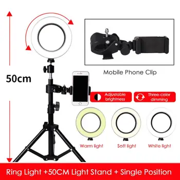 

16CM Dimmable LED Selfie Ring Light with tripod Three-color Eye Beauty Lamp for Makeup Youtube Live Photo BC EU Plug