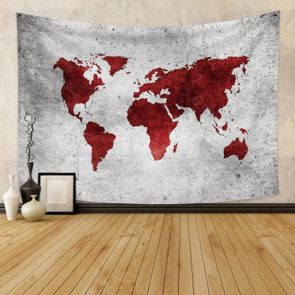 Laeacco World Map Tapestry Wall Hanging Blanket Sleep Mat Beach Towel Carpet Rug For Home Dorm Fantasy Decor | Дом и сад