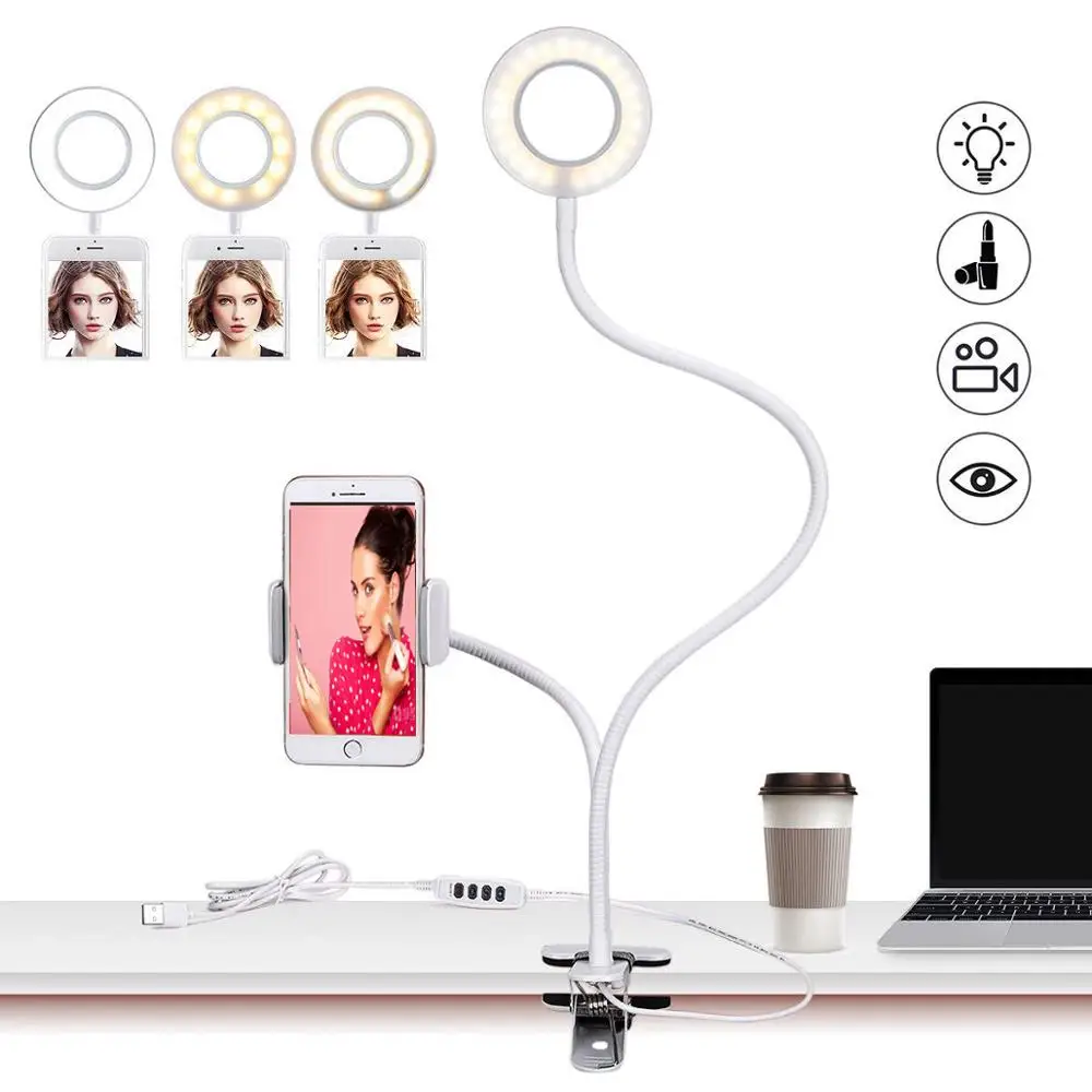 Led Selfie Ring Light Clip On With Cell Phone Flexible Holder Dimmable Make up Lamp Photography Camera Lamp For Live Stream
Led Selfie Ring Light Clip On With Cell Phone Flexible Holder Dimmable Make up Lamp Photography Camera Lamp For Live Stream