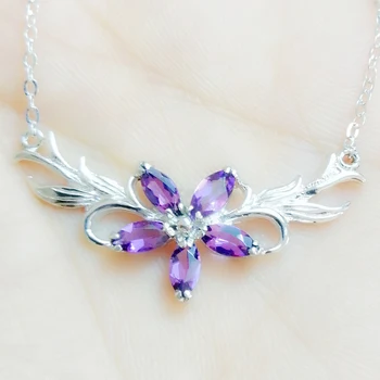 Per jewelry Natural real garnet or amethyst flower necklace Free shipping 925 sterling silver 0.25ct*5pcs gemstone C912317
Per jewelry Natural real garnet or amethyst flower necklace Free shipping 925 sterling silver 0.25ct*5pcs gemstone C912317