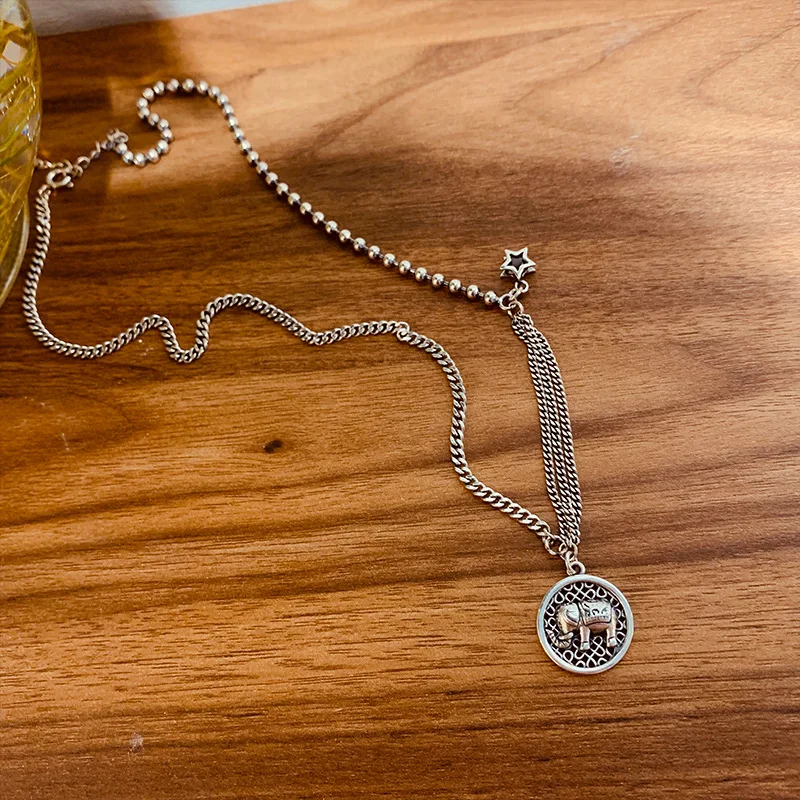 925 Sterling Thai Silver Smiley Star Necklace Women's INS Hip Hop Elephant Choker Simple Retro Elegant Sweater Chain
925 Sterling Thai Silver Smiley Star Necklace Women's INS Hip Hop Elephant Choker Simple Retro Elegant Sweater Chain