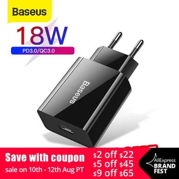 Baseus 18W Fast USB Charger Support Quick Charge 3.0 USB Type-C PD Charger Mini Portable Phone Charger ForHuawei ForXiaomi ForiP
Baseus 18W Fast USB Charger Support Quick Charge 3.0 USB Type-C PD Charger Mini Portable Phone Charger ForHuawei ForXiaomi ForiP