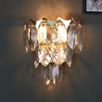 New gold K9 crystal wall lamp for living room simple hotel bedroom bedside lamp LED background wall lamp 
New gold K9 crystal wall lamp for living room simple hotel bedroom bedside lamp LED background wall lamp
