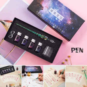 Glass Fountain Dip Pen Set Art Portable Color Ink Signature Sign Student Gift DJA99 
Glass Fountain Dip Pen Set Art Portable Color Ink Signature Sign Student Gift DJA99