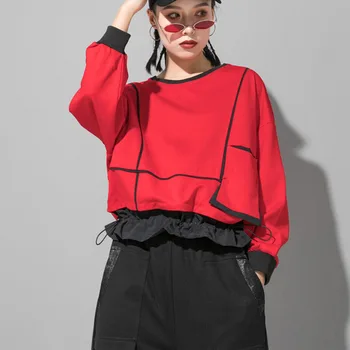 simple Women Red Ruffles Split Joint Big Size T-shirt New Round Neck Long Sleeve Fashion Tide Spring Autumn 2020 1R418
simple Women Red Ruffles Split Joint Big Size T-shirt New Round Neck Long Sleeve Fashion Tide Spring Autumn 2020 1R418