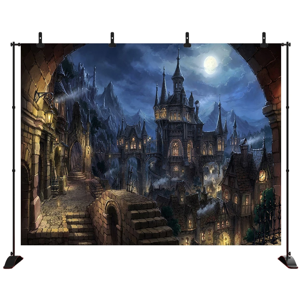 Halloween Backdrop Mysterious full moon night mysterious castle atmosphere Photography Background For Photo StudioProps
Halloween Backdrop Mysterious full moon night mysterious castle atmosphere Photography Background For Photo StudioProps