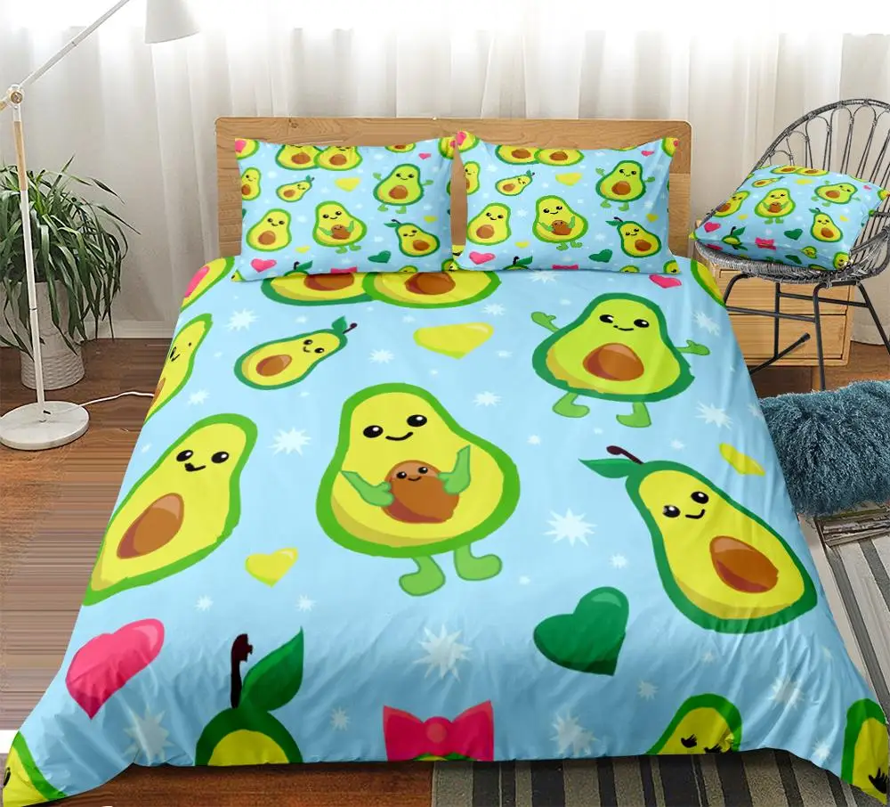 Avocado Bedding Set Cartoon Kids Bed Linen Girls Boys Home Textile Cartoon Fruit Duvet Cover Set Fruit Bedclothes Green Bed Set 
Avocado Bedding Set Cartoon Kids Bed Linen Girls Boys Home Textile Cartoon Fruit Duvet Cover Set Fruit Bedclothes Green Bed Set