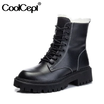 CoolCept Real Leather Snow Boots Women Plush Fur Warm Winter Shoes Woman Thick Fur Cross Strap Short Boot Footwear Size 35-39
CoolCept Real Leather Snow Boots Women Plush Fur Warm Winter Shoes Woman Thick Fur Cross Strap Short Boot Footwear Size 35-39