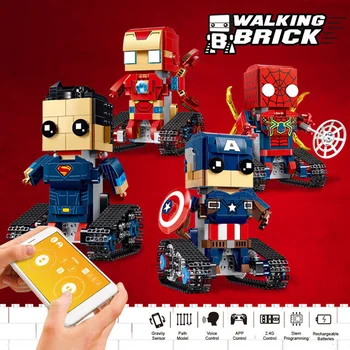 

Technic building blocks Avengers toys Iron Man Captain America Spider-Man Blocks Electronic Block Gear Walking Brick Toys