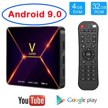 Super V Android 9.0 Smart TV Box Quad Core 4GB RAM 32GB ROM WIFI Bluetooth 4K Netflix Youtube Google Media Player Android BOX
Super V Android 9.0 Smart TV Box Quad Core 4GB RAM 32GB ROM WIFI Bluetooth 4K Netflix Youtube Google Media Player Android BOX
