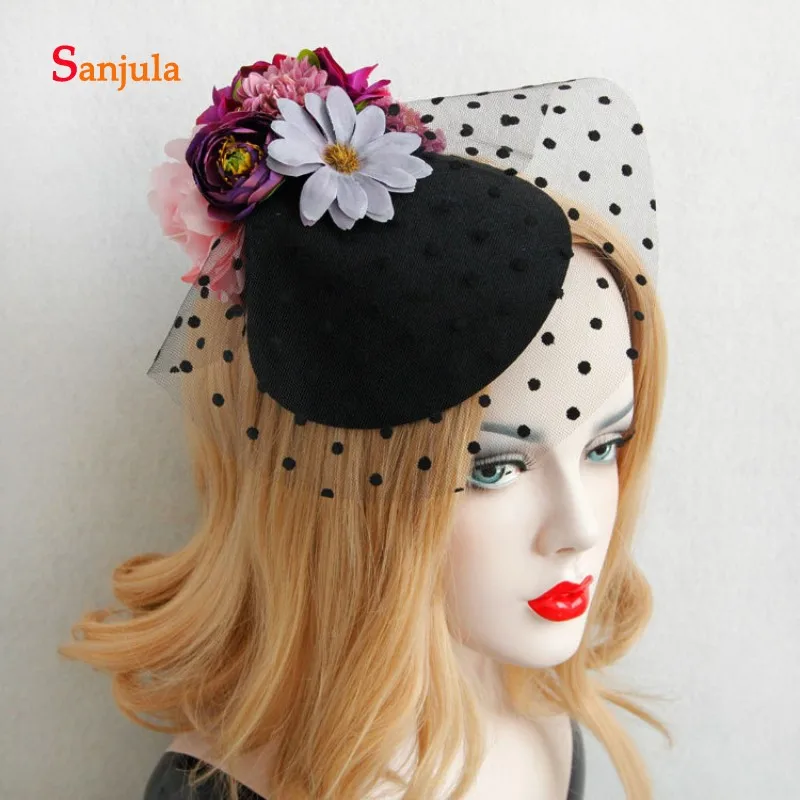 Artificial Flowers Black Small Hats for Women Headwear Dot Tulle Fascinators Bridal Headpiece Ladies Party Hats H351
Artificial Flowers Black Small Hats for Women Headwear Dot Tulle Fascinators Bridal Headpiece Ladies Party Hats H351