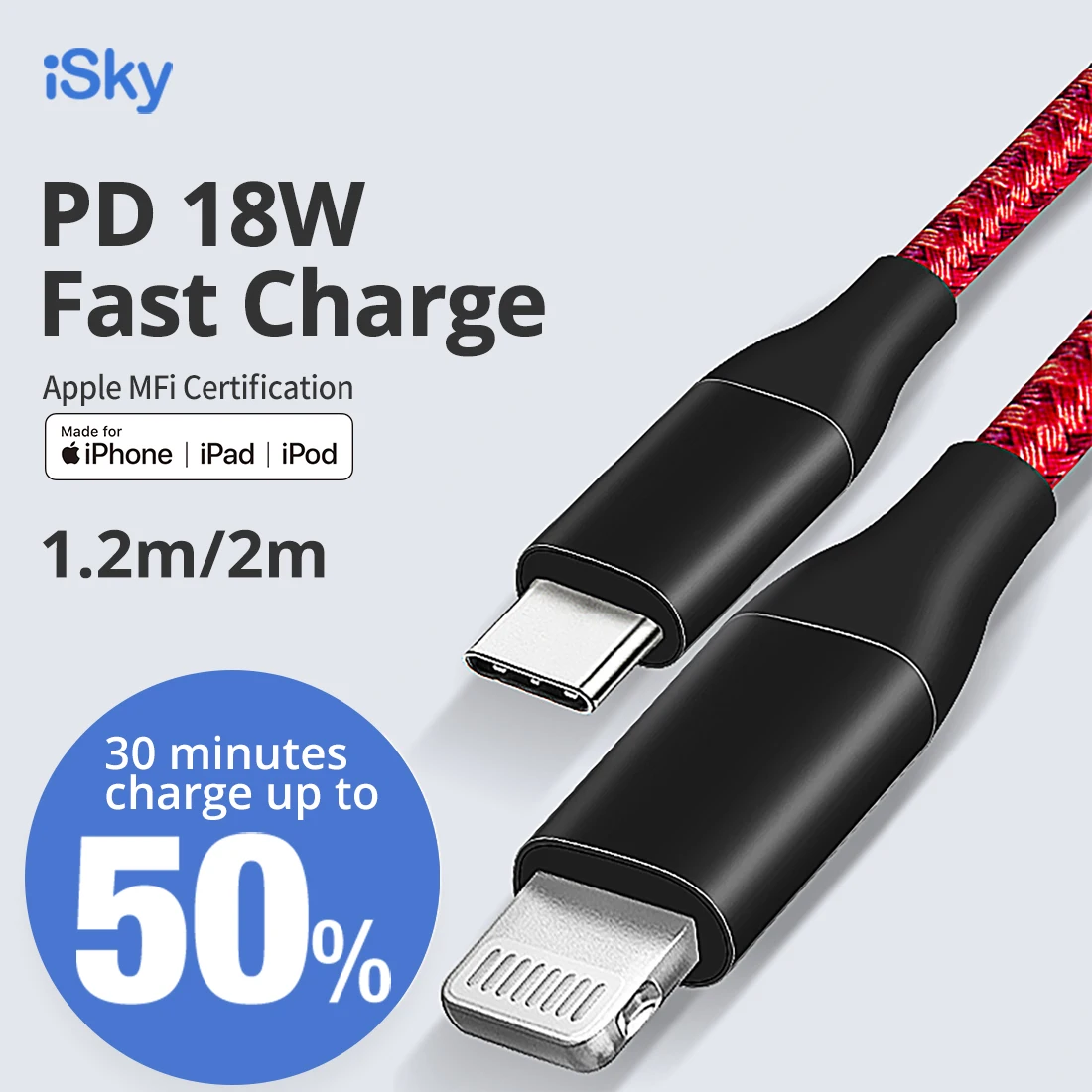 iSky MFi USB C to Lighting Charging Cable for iPhone 11 X 8 7 6 5 XR XsMax Pro PD Fast Charge C94 MFi Certified Data Sync iSky MFi USB C to Lighting Charging Cable for iPhone 11 X 8 7 6 5 XR XsMax Pro PD Fast Charge C94 MFi Certified Data Sync
